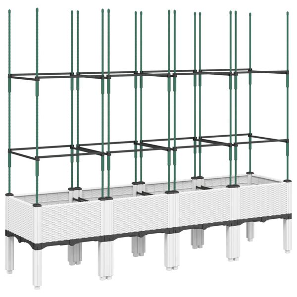 vidaXL Vaso/floreira de jardim c/ treli&ccedil;a 160x40x142,5 cm PP branco