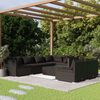 vidaXL 8 pcs conjunto lounge de jardim c/ almofadões vime PE preto