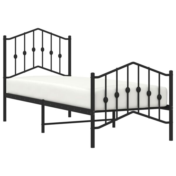 vidaXL Estrutura de cama com cabeceira e pés 75x190 cm metal preto