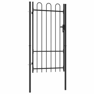 vidaXL Port&atilde;o de cerca BOXTEL Porta &uacute;nica com topo arqueado em a&ccedil;o 1x1,75 m preto