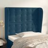 vidaXL Cabeceira cama c/ abas veludo 83x23x118/128 cm azul-escuro