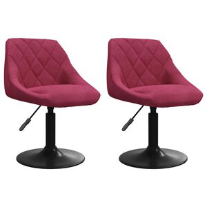 vidaXL Cadeiras de jantar girat&oacute;rias 2 pcs veludo vermelho tinto