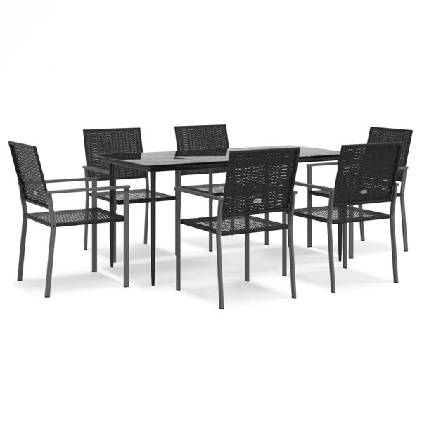vidaXL 7 pcs conjunto de jantar p/ jardim vime PE e a&ccedil;o