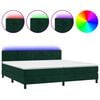 vidaXL Cama box spring c/ colch&atilde;o/LED 200x200 cm veludo verde-escuro