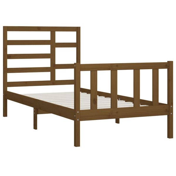vidaXL Estrutura de cama 90x200 cm pinho maci&ccedil;o castanho mel