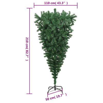 vidaXL Árvore de Natal artificial invertida com suporte 210 cm verde