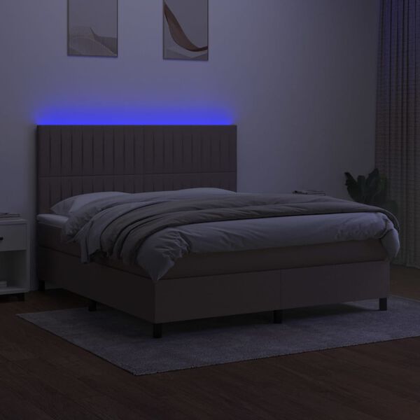 vidaXL Cama box spring colch&atilde;o/LED 160x200 cm tecido cinza-acastanhado