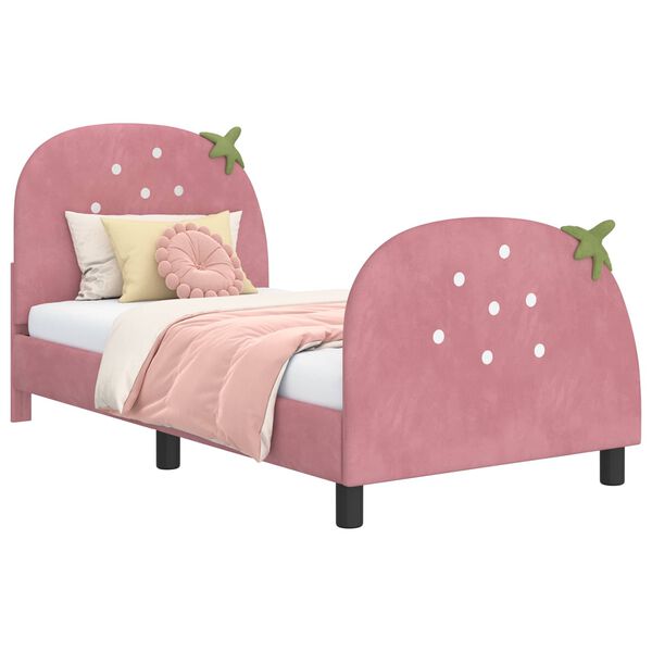 vidaXL Estrutura de Cama Infantil com Cabeceira Rosa 80 x 160 cm