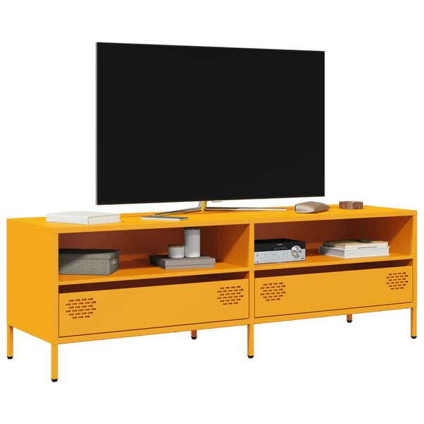 vidaXL Móvel de TV 135x39x43,5 cm aço laminado a frio amarelo mostarda