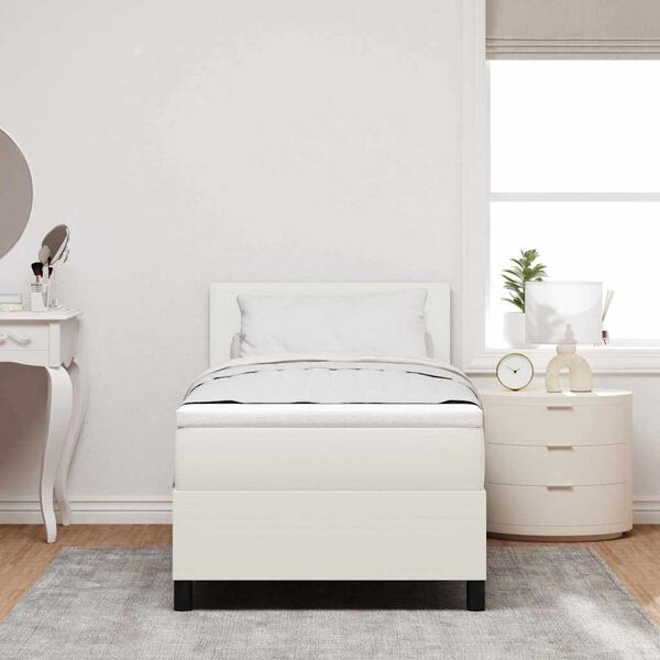 vidaXL Cama Box Manual Creme e Branco 203 x 90 x 88 cm