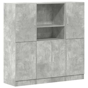 vidaXL 3 pcs arm&aacute;rio de cozinha conjunto deriv. madeira cinza cimento