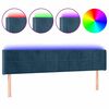 vidaXL Cabeceira cama c/ luzes LED veludo 203x16x78/88 cm azul-escuro