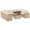 vidaXL 10 pcs conjunto de sof&aacute;s p/ jardim com almofad&otilde;es vime PE bege