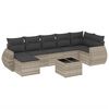 vidaXL 8 pcs conj. sof&aacute;s jardim c/ almofad&otilde;es vime PE cinzento-claro