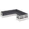 vidaXL 8 pcs conj. lounge de jardim c/ almofad&otilde;es pinho maci&ccedil;o branco