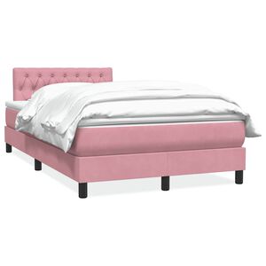 vidaXL Cama com molas/colch&atilde;o 120x220 cm veludo rosa