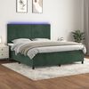 vidaXL Cama box spring c/ colch&atilde;o/LED 160x200 cm veludo verde-escuro