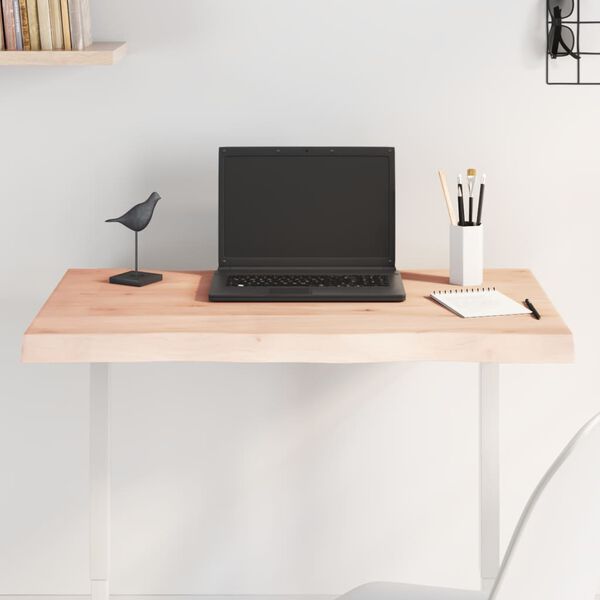 vidaXL Tampo de mesa c/ bordas vivas carvalho maci&ccedil;o n&atilde;o tratado