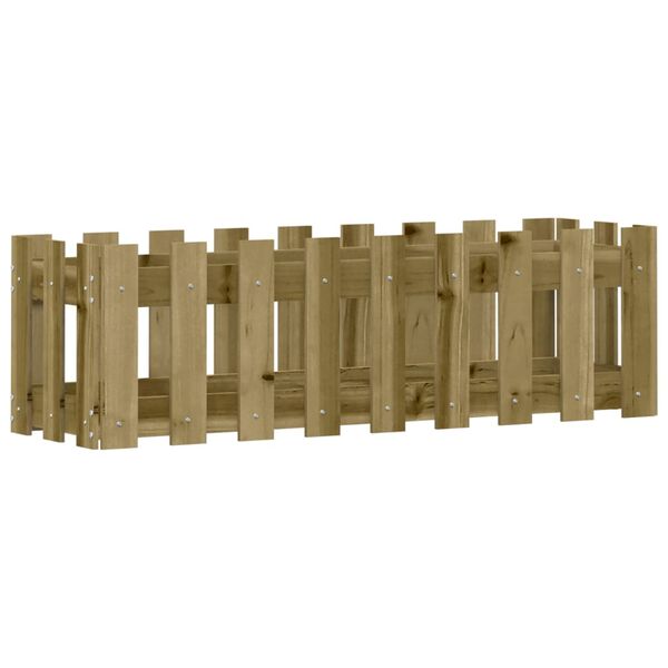 vidaXL Canteiro elevado c/ design cerca 100x30x30 cm pinho impregnado