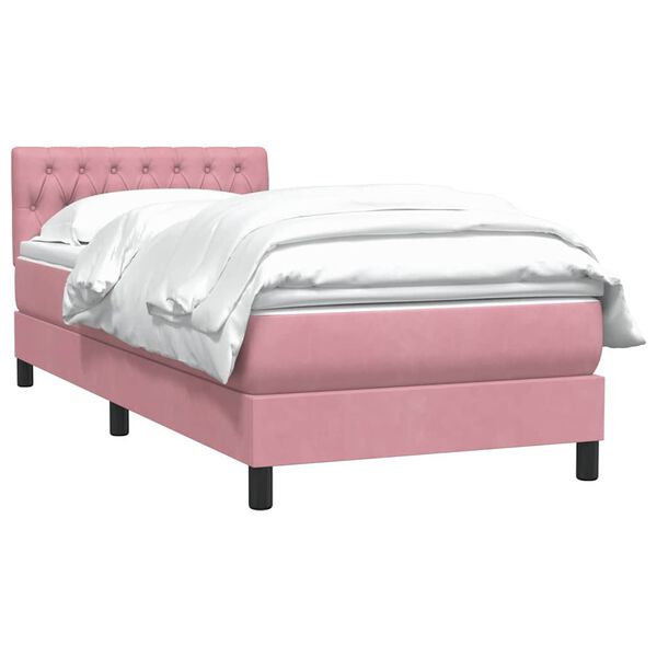 vidaXL Cama com molas/colch&atilde;o rosa 90x220 cm veludo