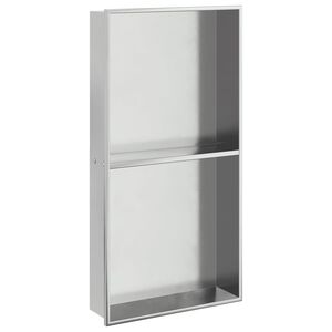 vidaXL Nicho parede p/ duche 32x62x9 cm a&ccedil;o inoxid&aacute;vel prata escovada