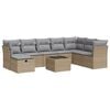 vidaXL 9 pcs conjunto de sof&aacute;s p/ jardim com almofad&otilde;es vime PE bege