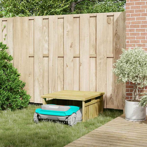vidaXL Garagem para robot corta-relva Castanho 73.5 x 81.5 x 38.5 cm