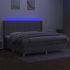 vidaXL Cama box spring c/ colch&atilde;o e LED 200x200 cm tecido cinza-claro