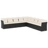 vidaXL 9 pcs conjunto de sof&aacute;s p/ jardim c/ almofad&otilde;es vime PE preto
