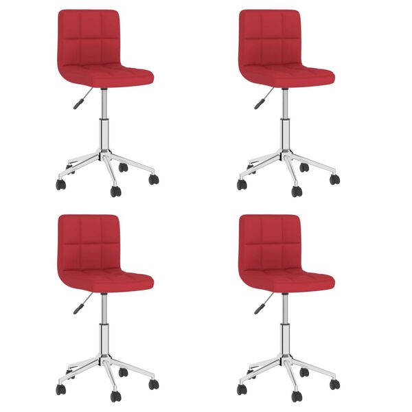 vidaXL Cadeiras de jantar girat&oacute;rias 4 pcs tecido vermelho tinto