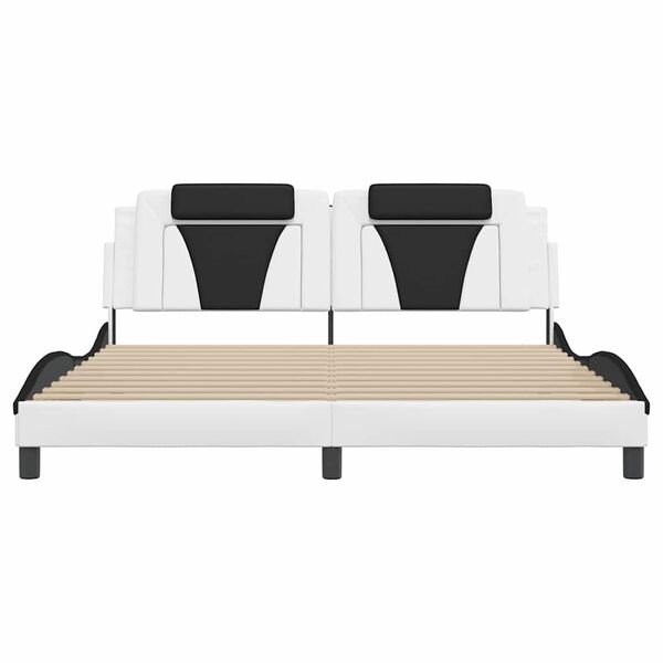 vidaXL Estrutura de cama Viana sem colch&atilde;o couro artificial branco e preto