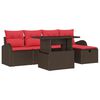 vidaXL Conjunto de Sof&aacute; de Jardim 6 unid. Castanho vime PE