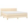 vidaXL Cama box spring c/ colch&atilde;o e LED 180x200 cm tecido cor creme
