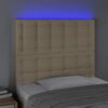 vidaXL Cabeceira cama c/ LED tecido 100x5x118/128 cm cr&egrave;me