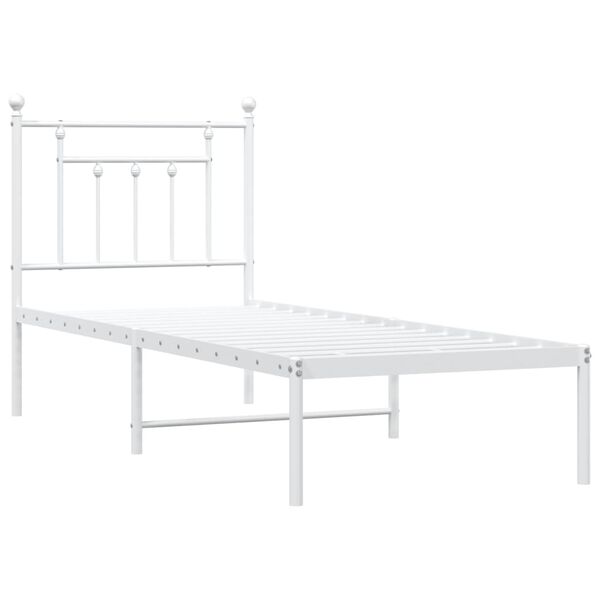 vidaXL Estrutura de cama sem colch&atilde;o com cabeceira 75x190 cm branco