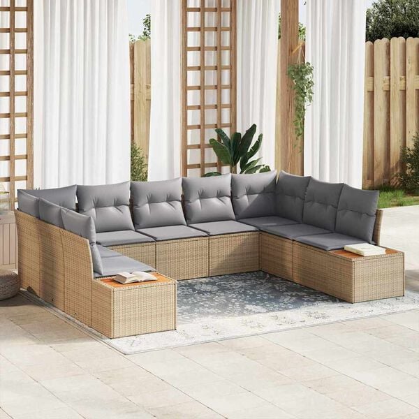vidaXL Conjunto de Sof&aacute; de Jardim 5 pcs Bege e Cinza Claro Polirattan
