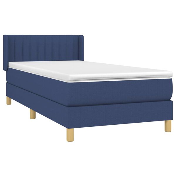 vidaXL Cama com molas/colch&atilde;o 90x190 cm tecido azul
