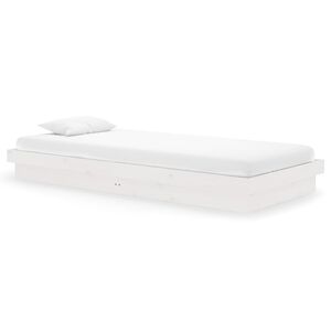 vidaXL Estrutura de cama 90x200 cm madeira maci&ccedil;a branco