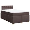 vidaXL Cama boxspring com colch&atilde;o 120x190 cm tecido castanho-escuro