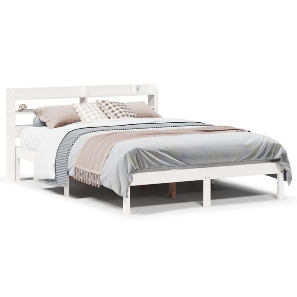 vidaXL Cama sem colch&atilde;o 140x190 cm madeira de pinho maci&ccedil;a branco