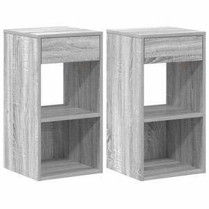 vidaXL Mesas de cabeceira com gaveta 2pcs 35x34x66,5cm cinzento sonoma