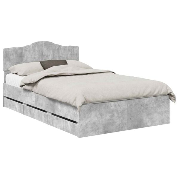 vidaXL Estrutura da Cama Cinzento 120 x 190 cm Madeira de Engenharia
