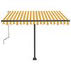 vidaXL Toldo retr&aacute;til manual com LED 300x250 cm amarelo e branco