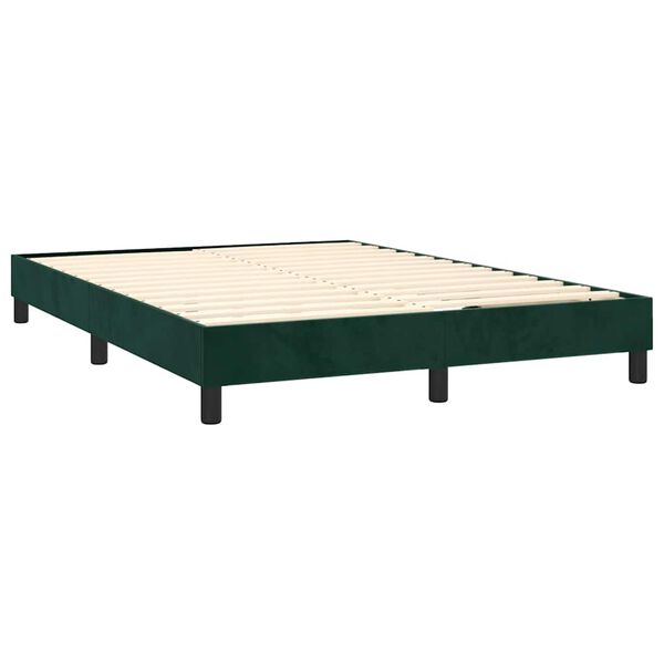 vidaXL Cama com molas/colch&atilde;o 140x200 cm veludo verde-escuro