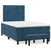 vidaXL Cama boxspring com colch&atilde;o 120x190 cm veludo azul-escuro