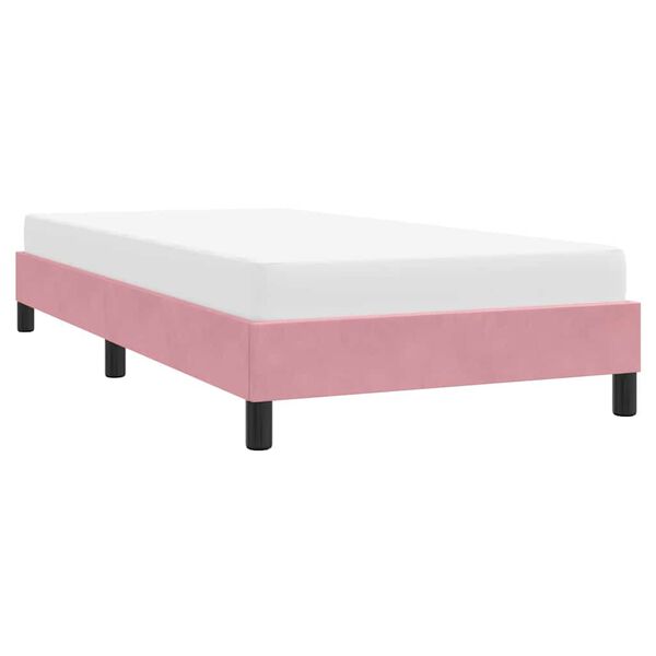 vidaXL Estrutura de cama sem colch&atilde;o 90x220 cm veludo rosa