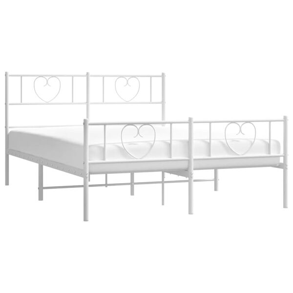 vidaXL Estrutura de cama com cabeceira e p&eacute;s 120x200 cm metal branco