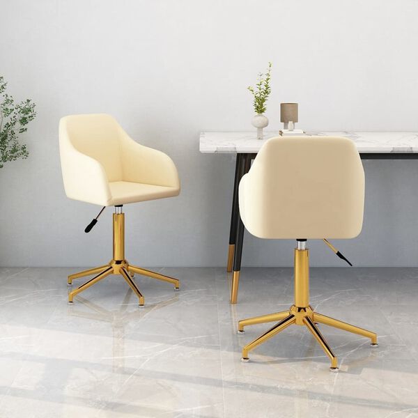 vidaXL Cadeiras de jantar girat&oacute;rias 2 pcs veludo cor creme