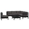 vidaXL 6 pcs conjunto lounge de jardim c/ almofad&otilde;es pinho preto