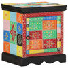 vidaXL Mesa de cabeceira multicor madeira de mangueira maci&ccedil;a